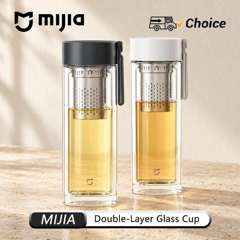 NEW Original MIJIA Double-Layer Glass Cup 400mL Borosilicate Glass Independent Tea Chamber 316L Filter Carry Handle Portable CN