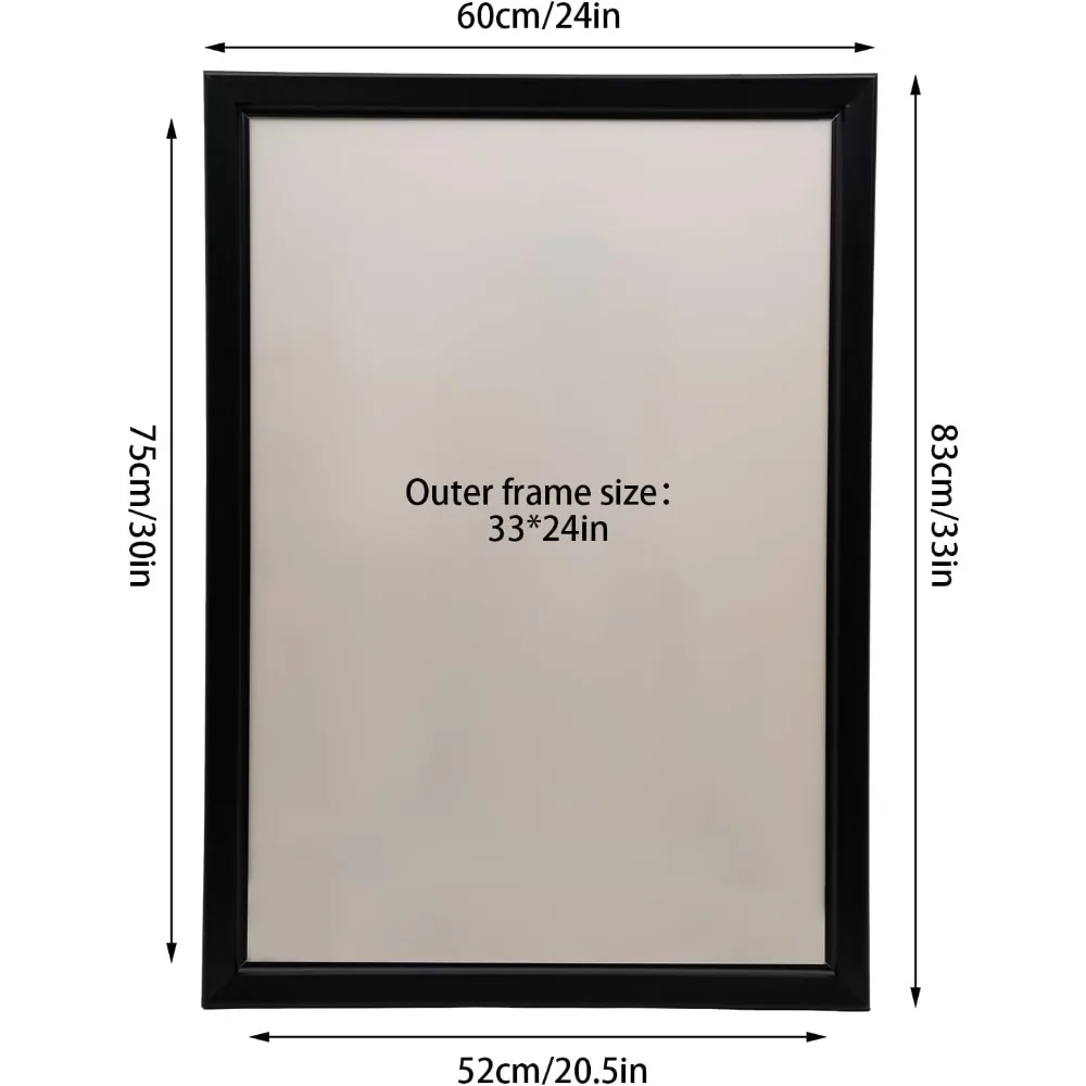 33x24 Inch LED Movie Poster Frame Slim Snap Aluminum Alloy LED Light Box Wall Mounted Modern Art Picture Display Sign Holder