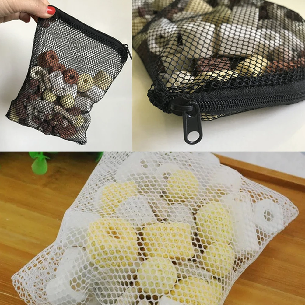 

10Pcs Aquarium Mesh Filter Bag Zipper Fish Tank Bag Durable Dacron Material White Black 15x25cm Easy Clean Pouch