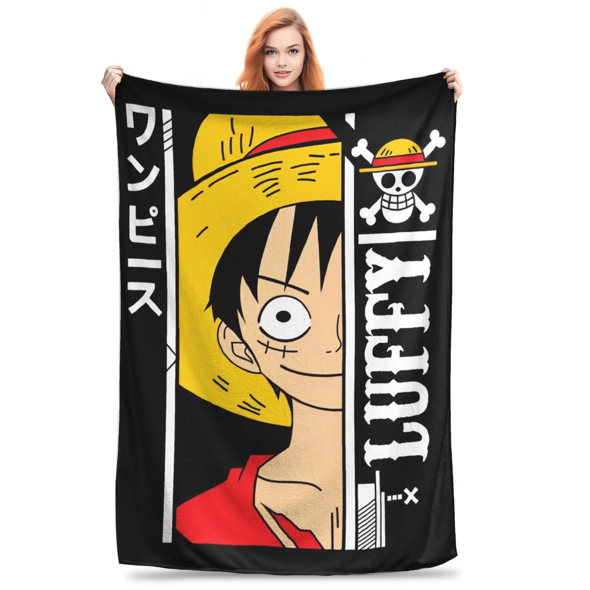 

Super Soft one piece anime manga luffy Throw Blanket Premium Flannel Fleece Lightweight Bed Blanket Super Cozy Blankets