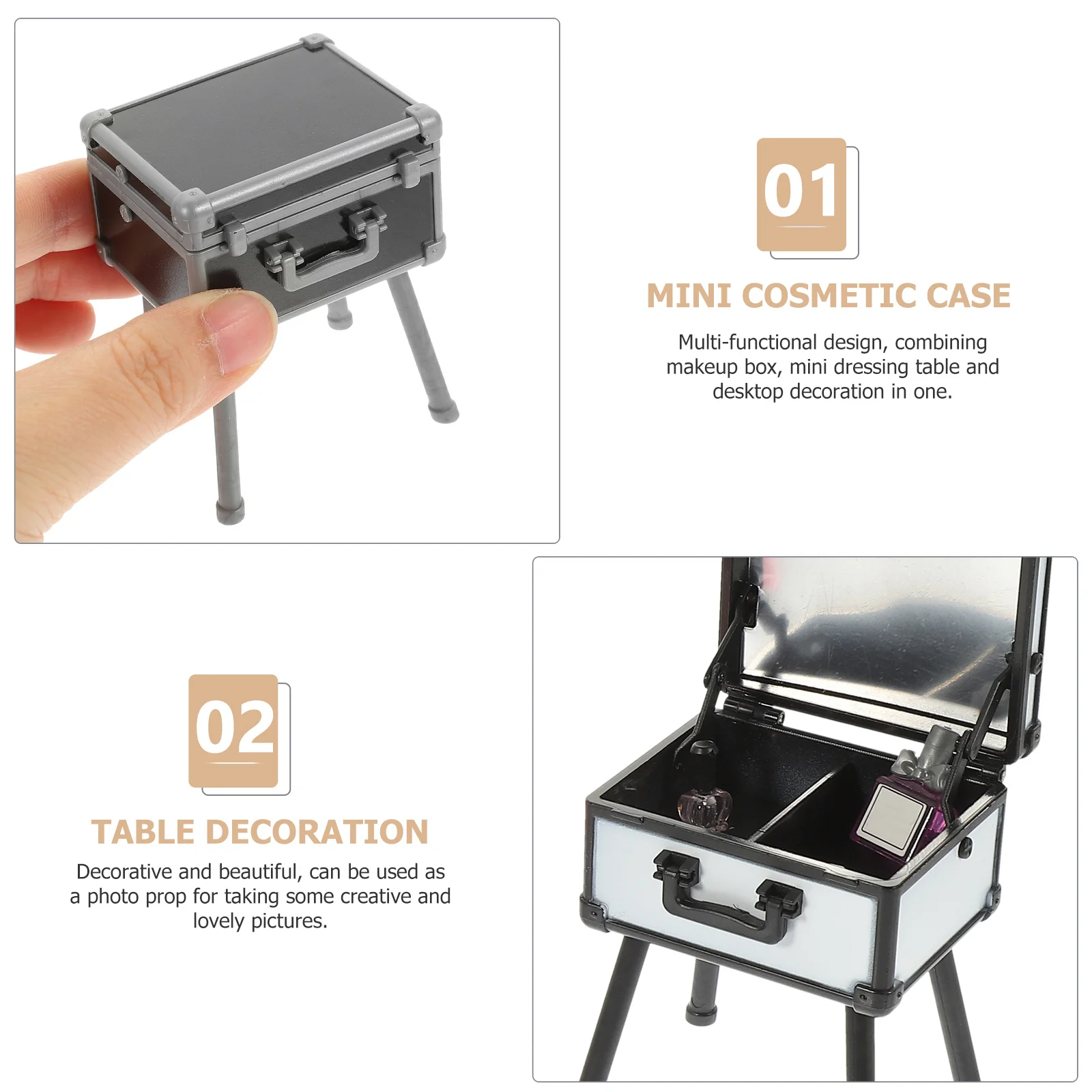 3 قطعة صندوق مكياج صغير محاكاة ديكور مشهد مصغر لتخزين الأثاث الصغير للمنزل صندوق مستحضرات التجميل الصغيرة