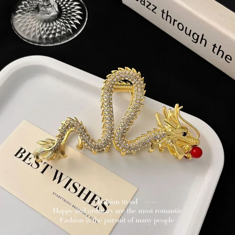 Chinese Style Fashion Dragon Shaped Hair Claw Headdress Delicate Hair Clips Barrettes Women Girls Ponytail Clip Hair Accessories