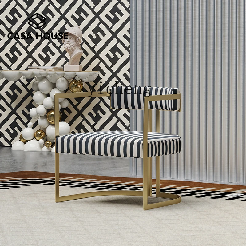 

ZK light luxury modern simple sofa chair matte striped fabric sofa cafe guest area negotiation leisure chair
