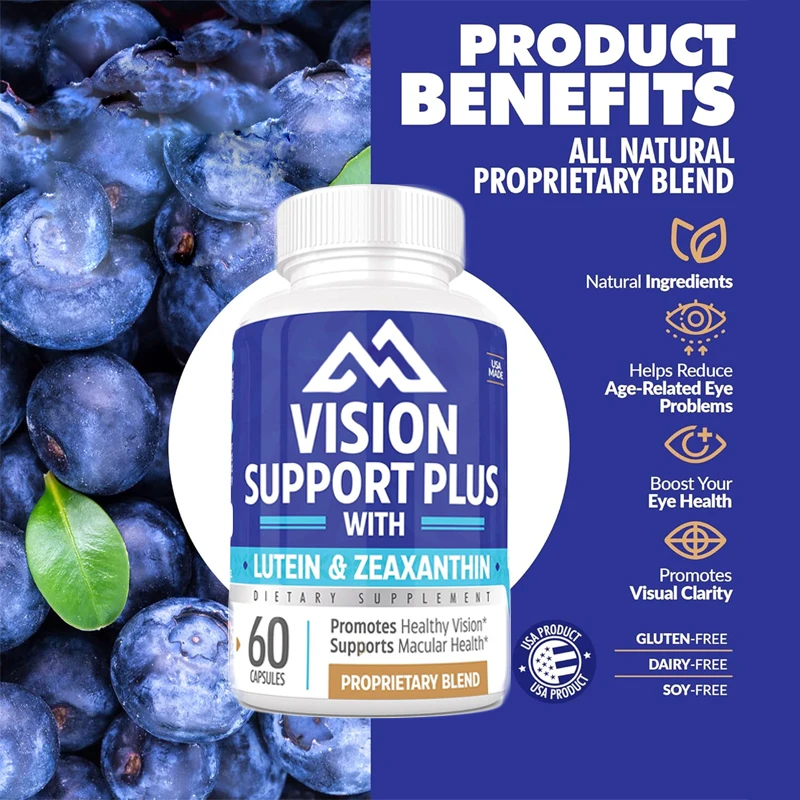 

Lutein, zeaxanthin,lycopene,cranberry,quercetin and other eye vitamin supplements support vision and macular health -60 capsules