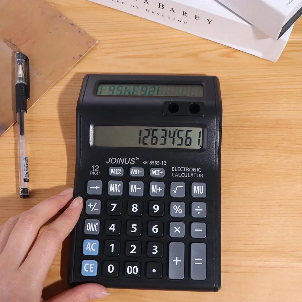 Dual Screen 12 Digits Calculator Large Screen Display Stationery Finance Calculator Battery Powered Portable