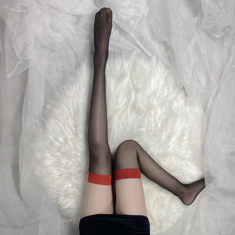 Rode Dunne Legging Lolita Dij Hoge Netkousen Vrouwen Dij Knie Sokken Gothic Punk Lange Sokken Sweet Lace Kousen