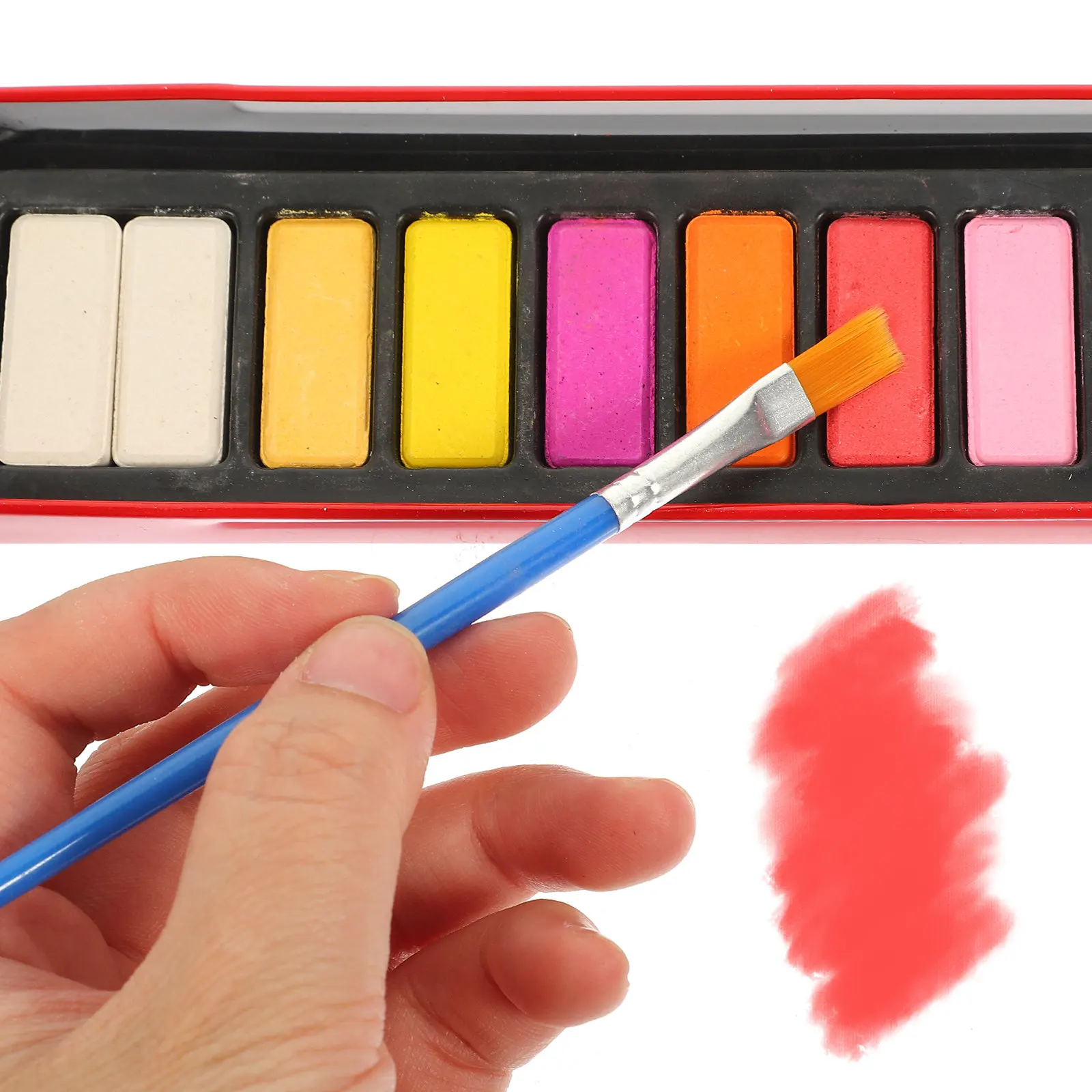 12 Colors Solid Watercolor Paint Set in Metal Box Semi-Moist Watercolor Kit for Students Artists Beginners Kids Includes Brush