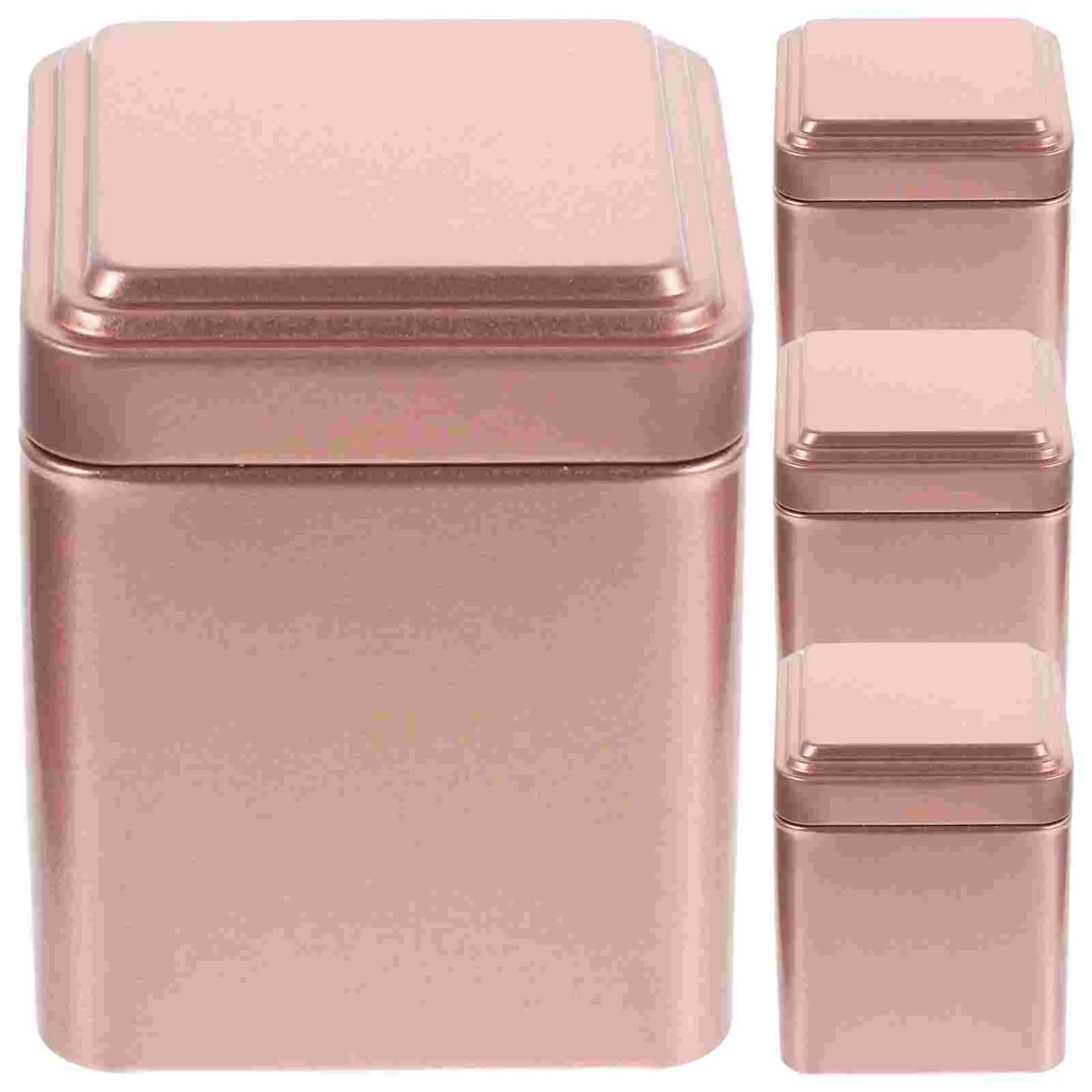 4 Pcs Candy Boxes Tinplate Tea Canisters Sugar Containers for Countertop Loose Leaf Organizer Cube Golden Coffee