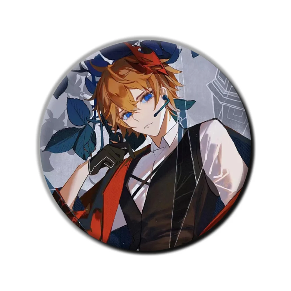 58mm Game Genshin Impact Tartaglia Cosplay COSTUME Badge Pin SPTE Tinplate Brooch Prop