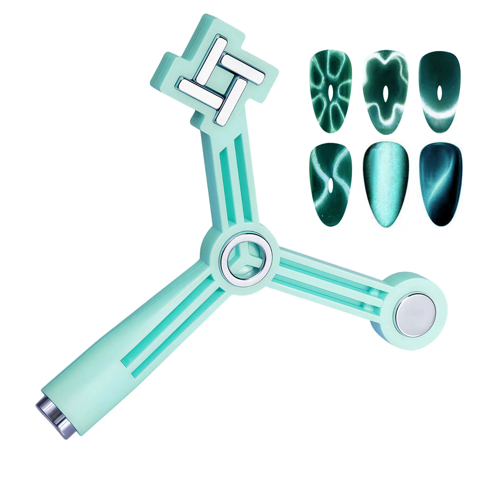Imã para Unhas 4 em 1 com Efeito Olho de Gato, Bastão Magnético para Arte de Unhas, Ferramenta de Manicure para Esmalte em Gel com Formato de Estrela, Flor e Francesinha, Design de Unhas DIY