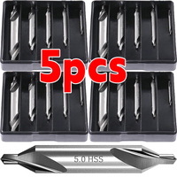 1-5pcs High-speed Steel Center Drill Bit Set 60-Degree Angle Centering Drilling Bit Countersinks Lathe Metalworking 1/2/3/4/5mm