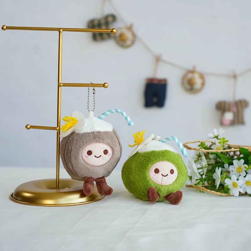 12CM Nuovo Mini Cocco Peluche Portachiavi Ciondolo Creativo Frutta Cocco Ornamento Borsa Fascino Decorazione Bambini Peluche Regalo