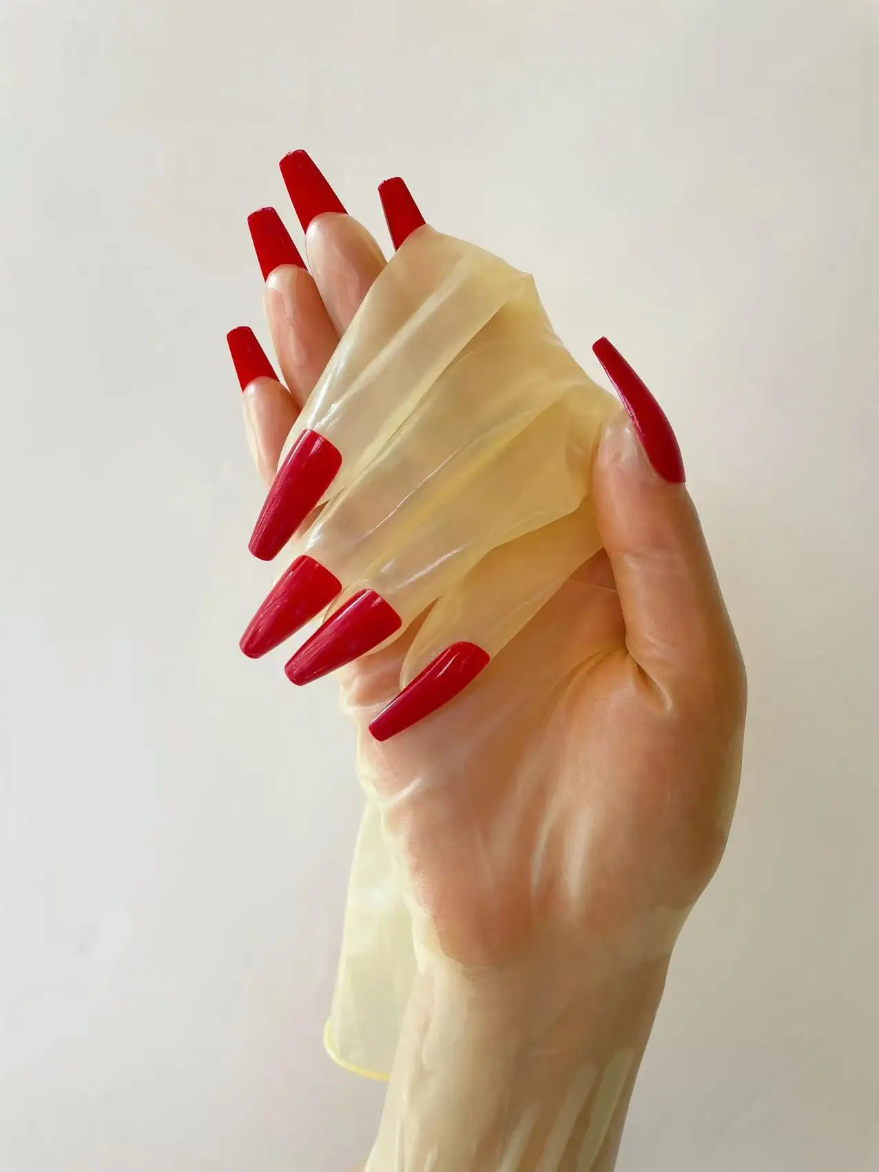 Gant Zentai en Latex Super fin Transparent brillant à l'huile pour femmes, robe croisée fétichiste pour hommes, Cosplay Kigurumi, gants à ongles longs