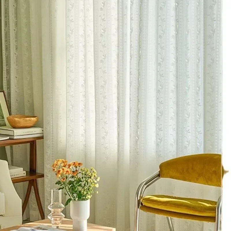 

House Decoration 1PC Lace Curtain Gauze Retro Small Fresh Style Screen High-end