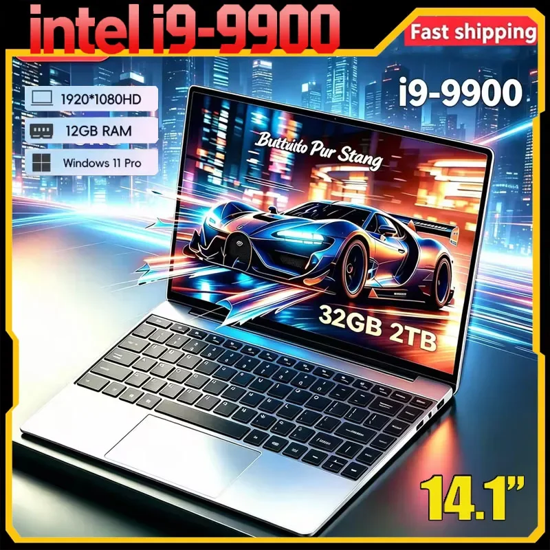 Laptop Intel I9 9900 Windows 11 14.1 Inch Notebook Computer Gamer 12GB RAM 1TB 2TB SSD PC Gaming Office 1920*1080 4K HD