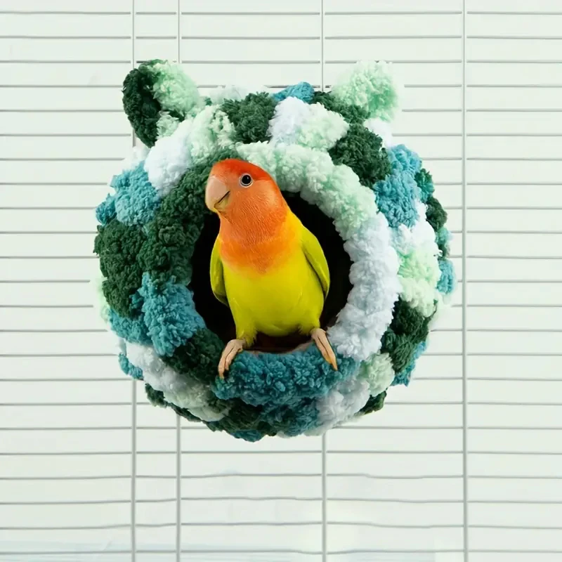 Warm Bird Nest Winter House Hanging Hammock Cage Accessories Plush Hideaway For Parrot Hummingbird Decoration Bird Cages