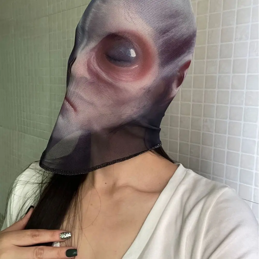 3D Halloween Masks Breathable Elastic Headwear Full Face Mask for Halloween Realistic Mesh Visualized Zombie Mask Cosplay Events