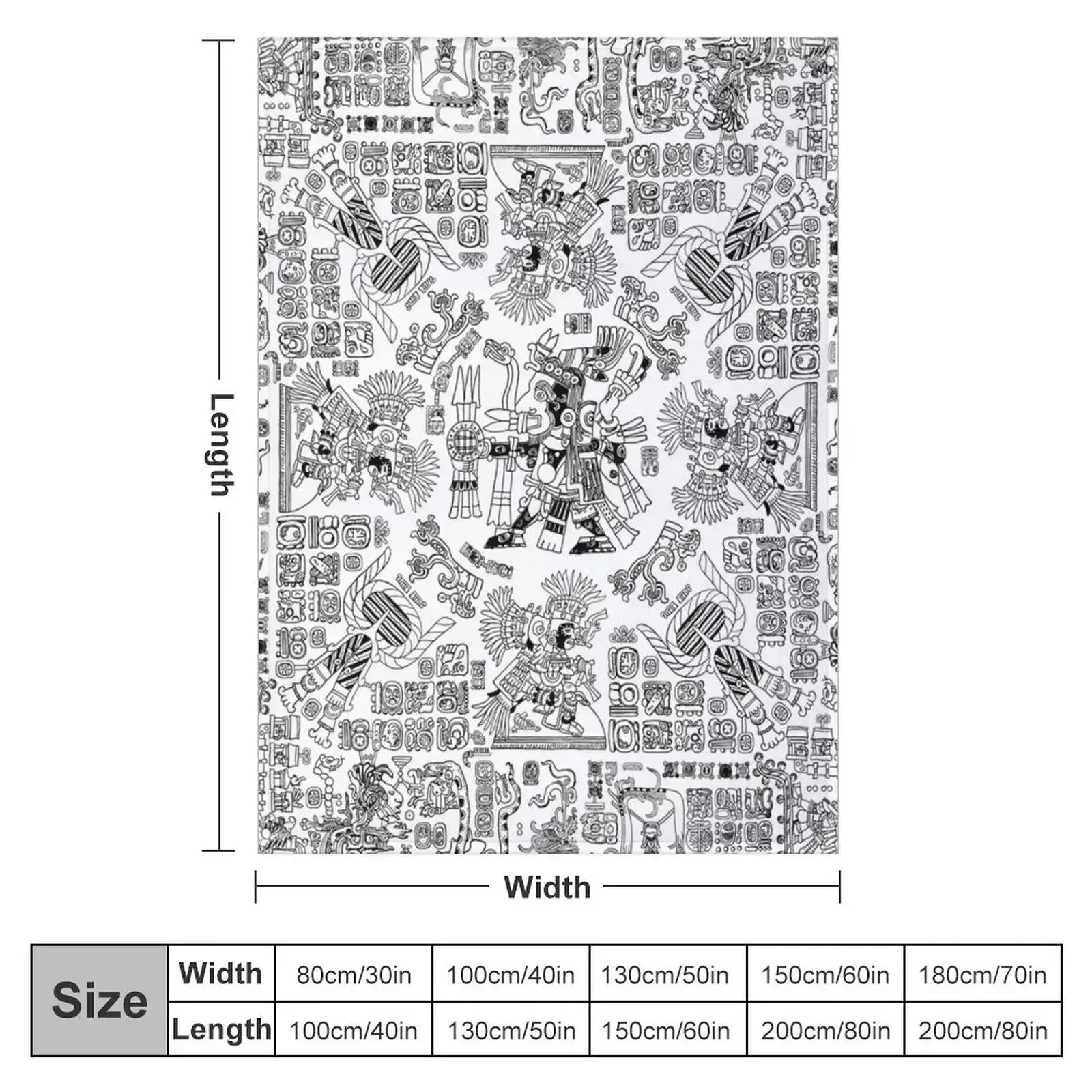 Mayan Spring B&W Throw Blanket Custom Vintage Flannels Heavy Extra Large Throw Soft Plaid Blankets
