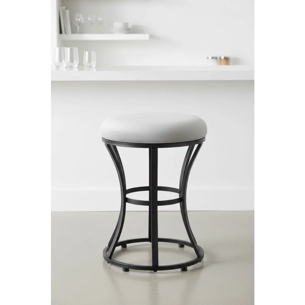 

Grey Velvet Vanity Stool, Round Ottoman Footrest for Makeup Room, Bedroom, Living Room Furniture