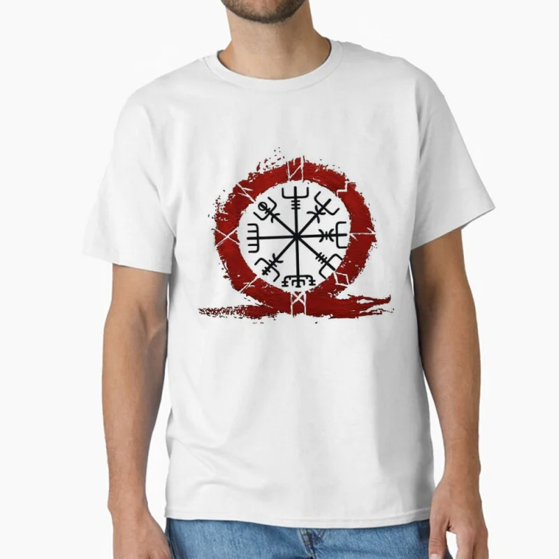 

Retro Kratos God of War Videogame print Gift T-Shirt Vintage Viking Compass Graphic Clothes 0120 All size Tops Unisex Tee