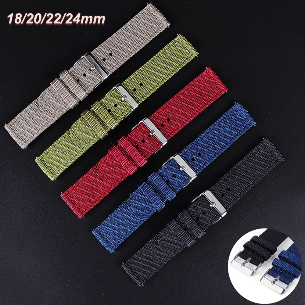 Genuine Watch Band Premium Two Sided Sailcloth Nylon Strap Quick Release for Casio Bracelet 18mm 20mm 22mm 24mm Sport Wristbelt
