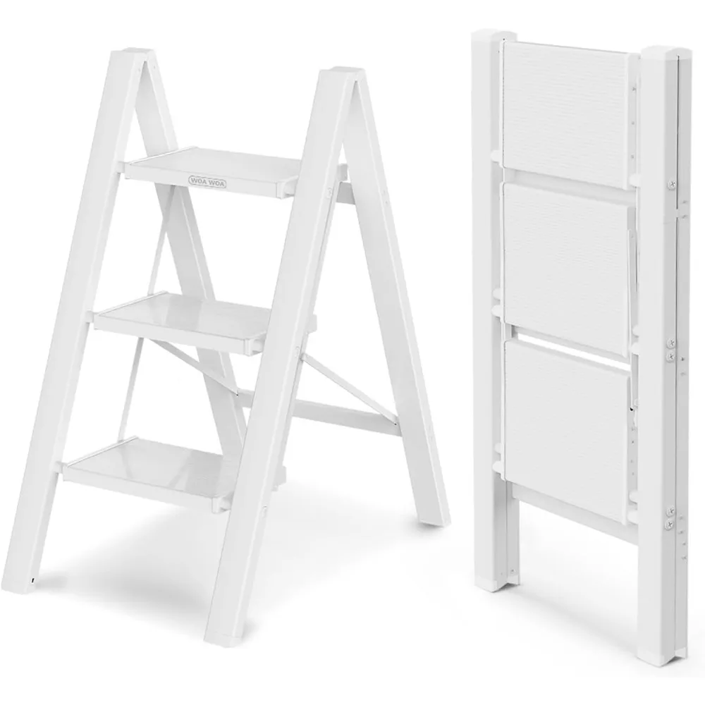 

Folding Aluminum Step Ladder with Wide, Anti-Slip Treads for Portable Use in Home
