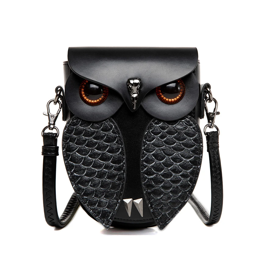 Women's Owl Bag Gothic PU Leather Python Pattern Shoulder Steampunk Messenger Vintage Side Crossbody Funny Casual Small Bag