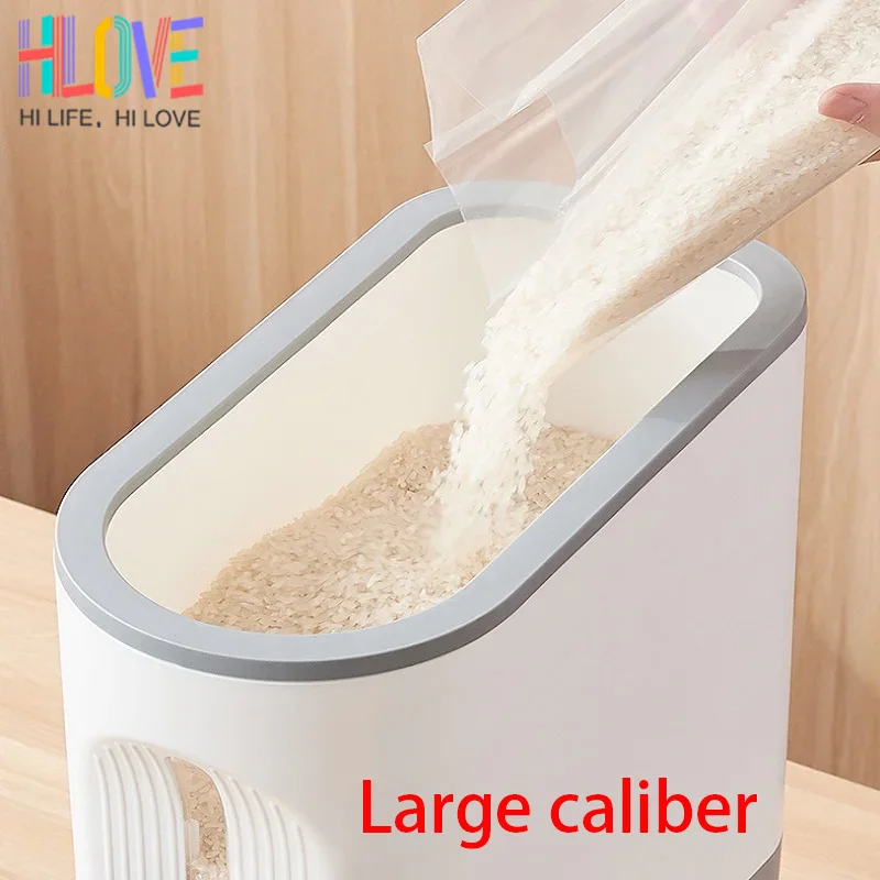 5/10Kg Rice Dispenser Storage Container Sealed Grain Cereal Dispenser Storage Box with Lid Measuring Cylinder Kitchen Food Tank