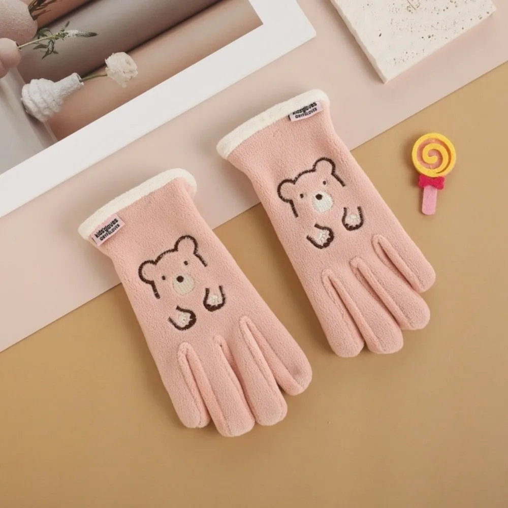 

New Cute Bear Ski Gloves Polar Fleece Winter Gloves Windproof Touchable Screen Cycling Mittens Boys and Girls