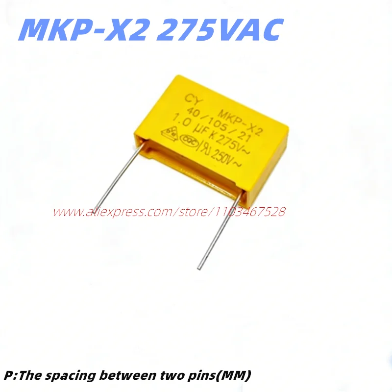 10PCS MKP-X2 Safety-compliant X2 Square Film Capacitor 275VAS 0.01UF 0.22UF 0.047UF 0.1UF 0.15UF 0.22UF 0.33UF 0.47UF 0.68UF