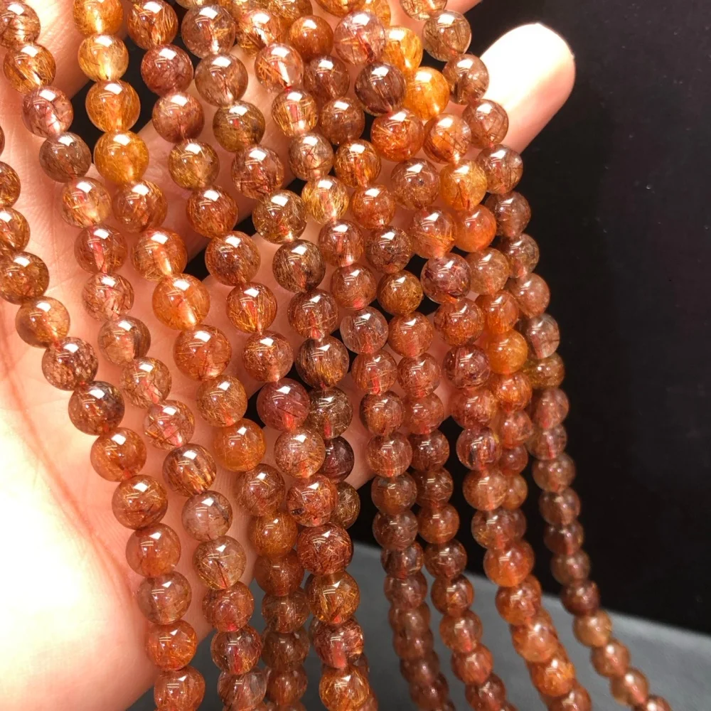 

Natural Red Copper Rutilated Quartz Triple Circle Bracelet Women Fashion Reiki Healing Energy Gemstone Wrist Jewelry Gift 1PCS