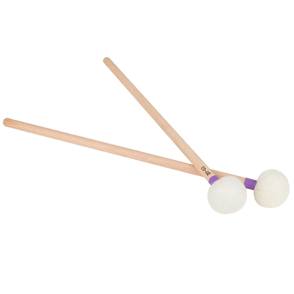 

2Pcs Drum Mallet Stick Accessory Felt Drumstick with Wood Handle for Percussion Instrument Beginner Gentle Uniform Hammering
