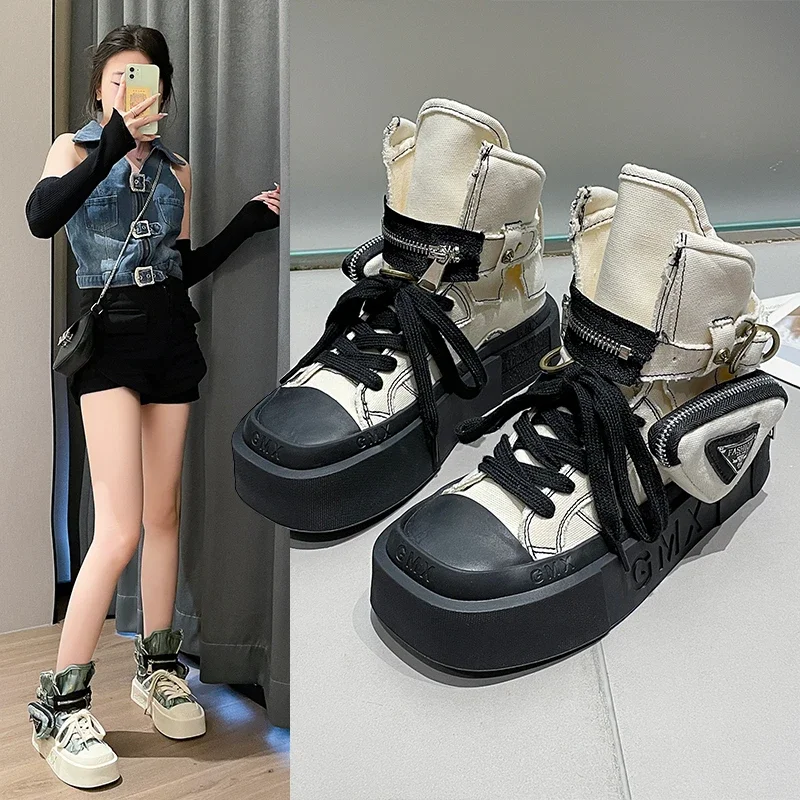 2024 nuovi stivaletti da donna Fashion Cowboy Knight Boot Punk Gothic Classic Denim Canvas Shoes Short Goth Platform Shoes