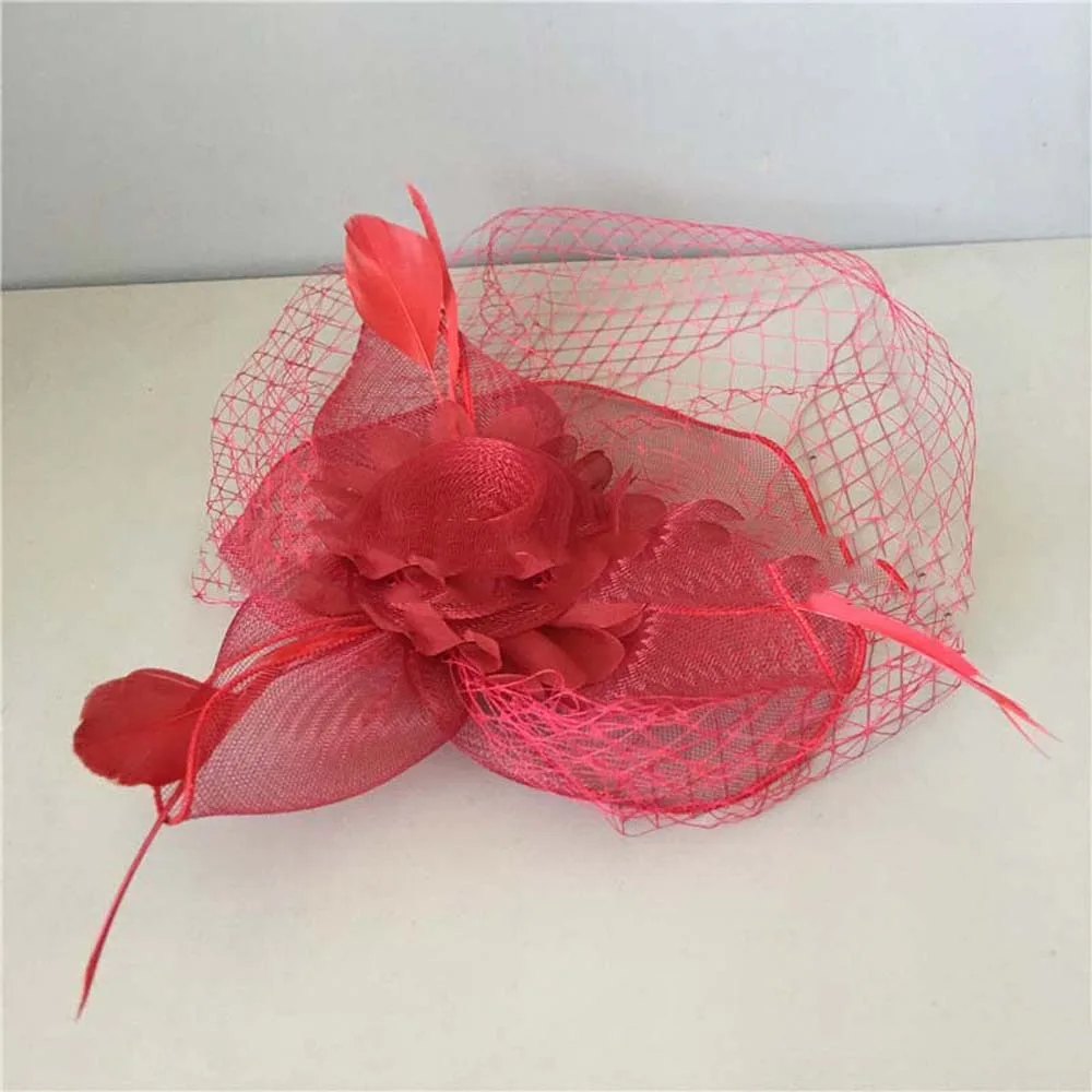 

Vintage Feather Mesh Fascinator Hat Bow Elegant Veil Hat Headwear Sweet Headdress Bride Headband Wedding