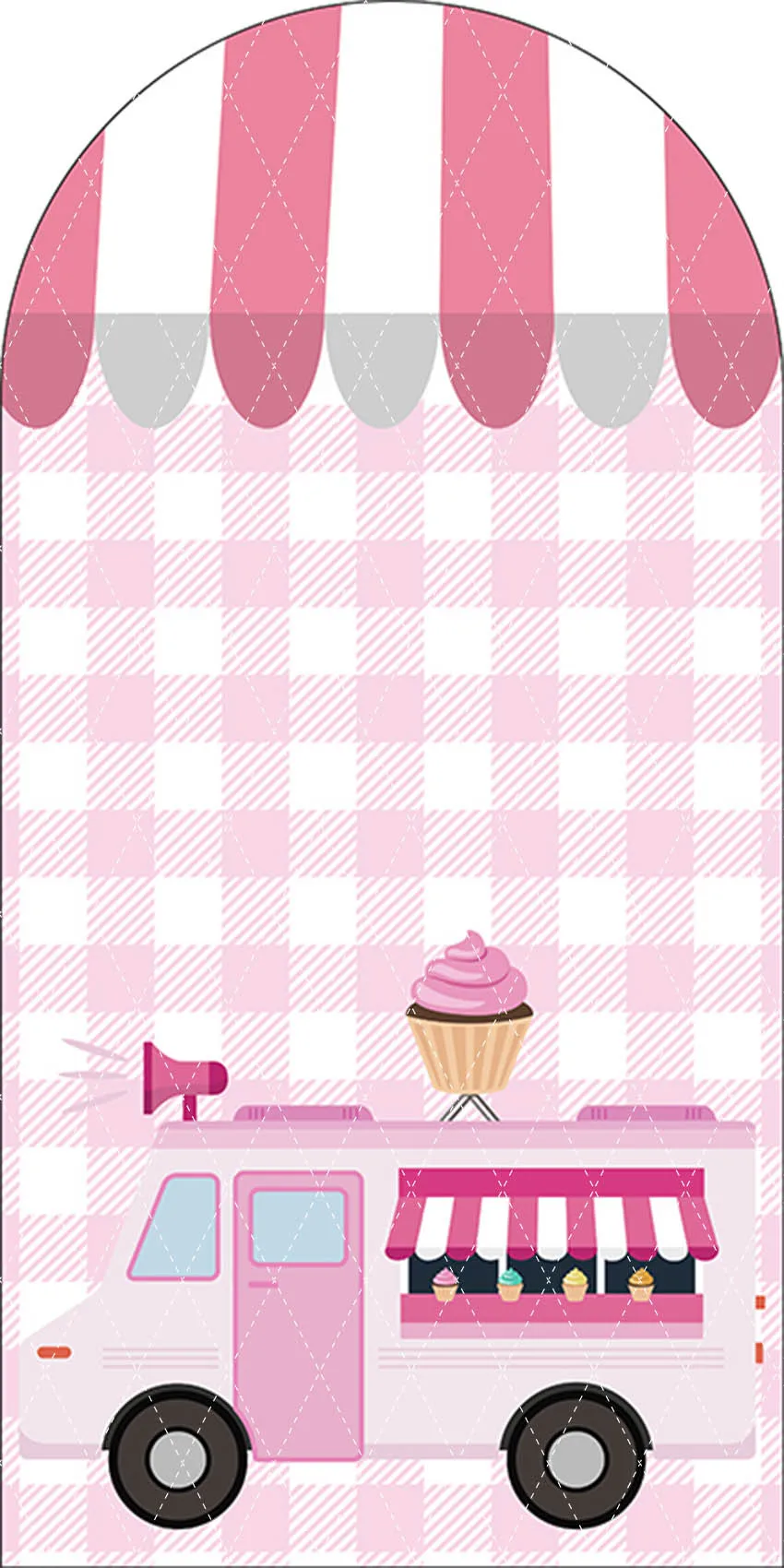 Mehofond Sweet Ice Cream Arch Backdrop Covers Cupcake Grow Up 3rd Birthday Party Scoops of Fun Decor Pink Plaids Background Prop