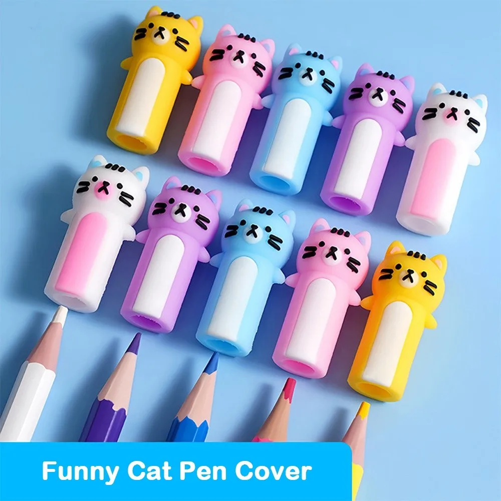 Cat Shape Pencil Nib Protective Cap Correction Stationery 2 in 1 Pencil Extender Capybaras Pen Top Protector