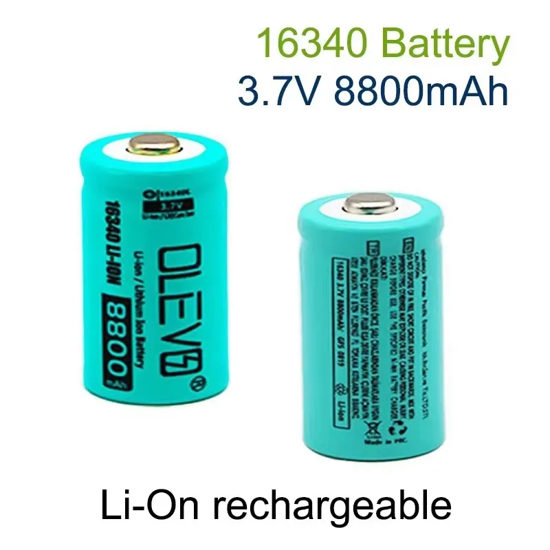 2024 New Li-ion 16340 Battery CR123A Rechargeable Batteriy 3.7V 8800mAh CR123 for Laser Pen LED Flashlight Cell Security Camara