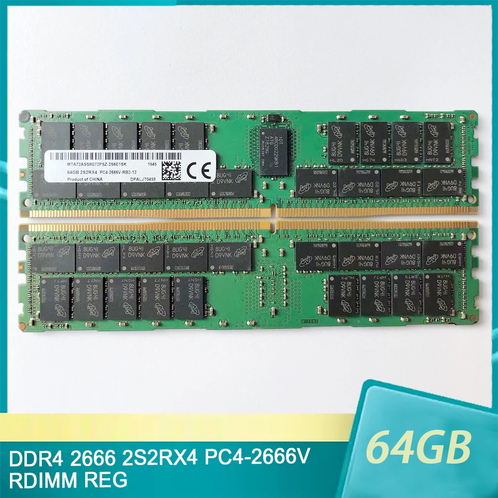 1Pcs For MT 64G 64GB DDR4 2666 2S2RX4 PC4-2666V RAM RDIMM REG Memory