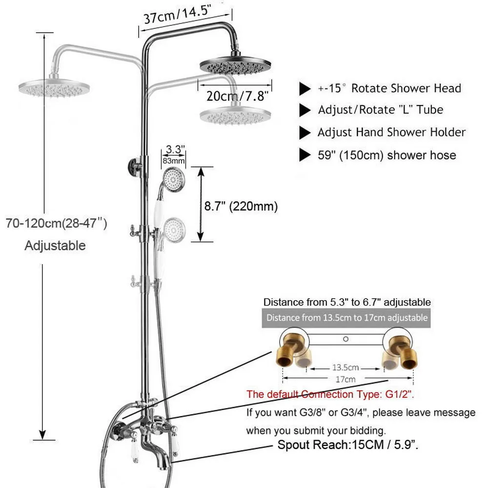 Black Brass Bathroom Rainfall Shower Faucet Set Wall Mounted Bathtub Hot And Cold Water Taps 8 inch Shower Head Kit 2hg136