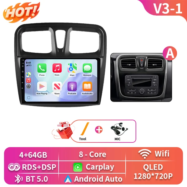 Android 16 Auto Voor Renault Dokker Lodgy Dacia 2012-2020 Radio Multimedia Speler Android Auto Carplay Head Unit navigatie Gps