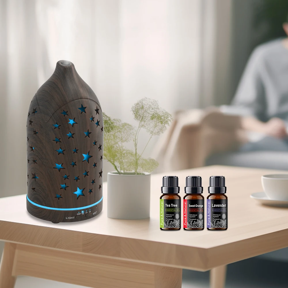 

Auto Shutoff & 7 Color Options Star Hollow Diffuser for Aromatherapy, Quiet Ultrasonic Design, Ideal for Bedroom or Office