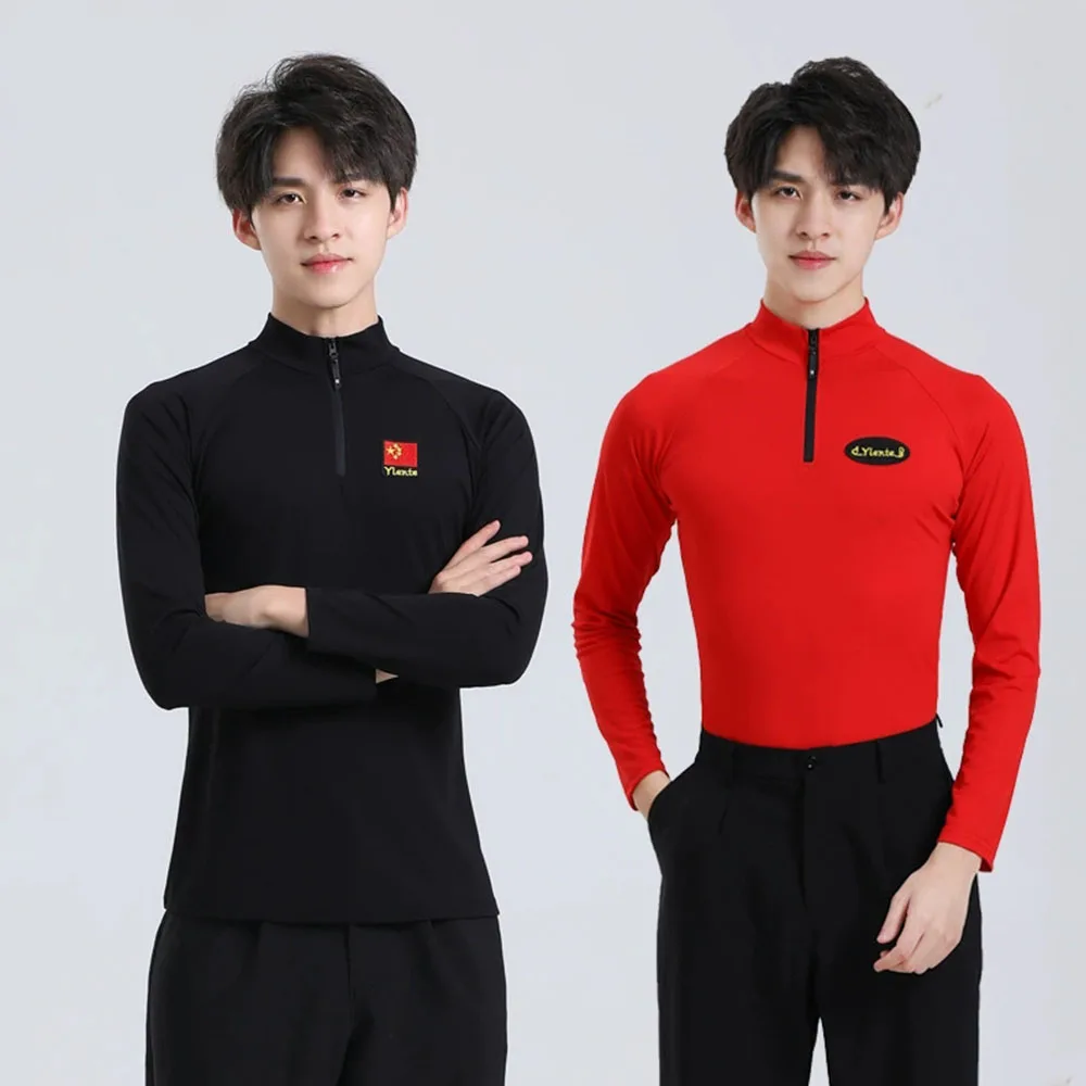 Men's Latin Dance Top Autumn/Winter New Collection with Velvet Long Sleeve Dance Practice Dress Modern Dance Social Dance Standa