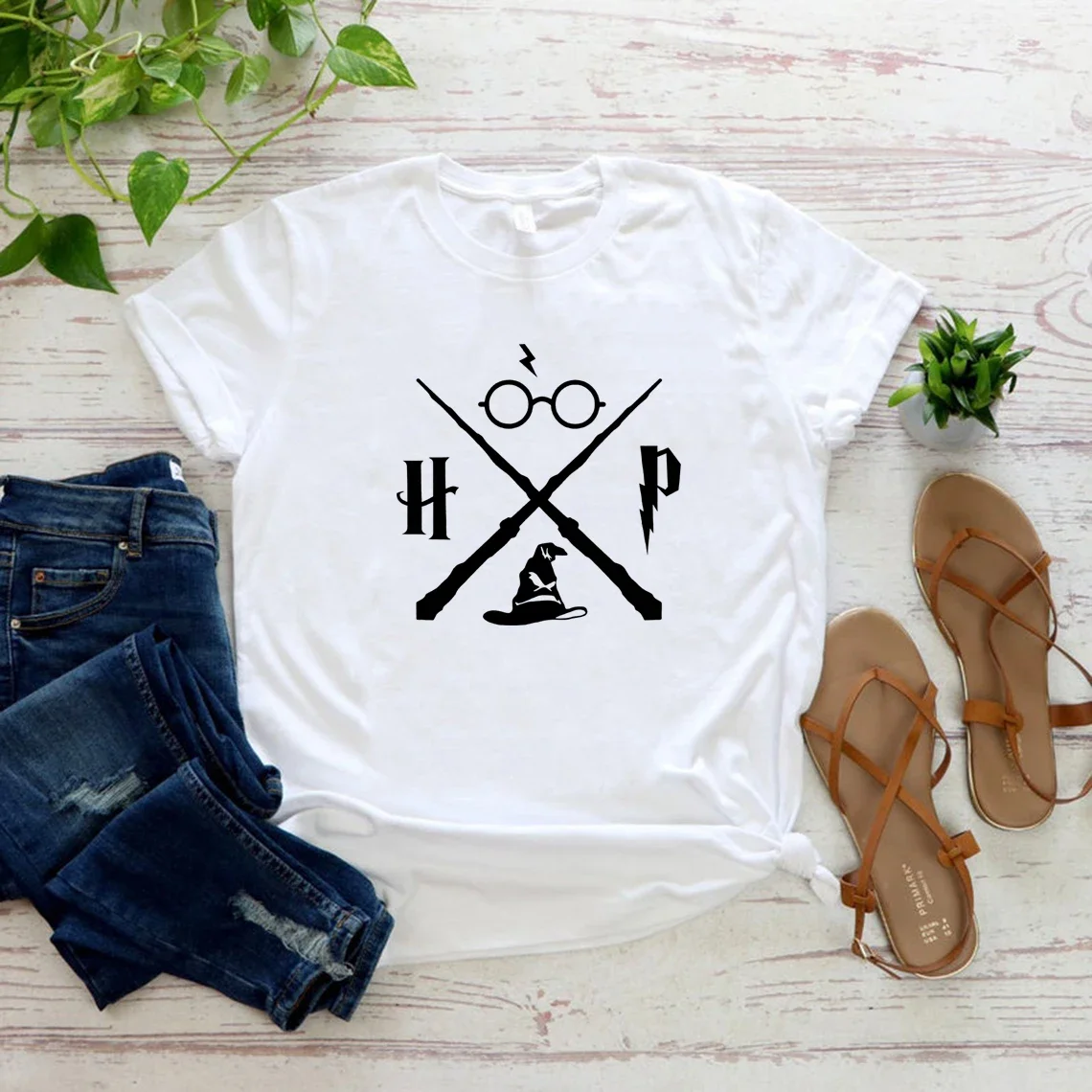 Wizard Hat Shirt Wizard Wand T Shirt HP Shirt Gift Short Sleeve Unisex Graphic T Shirts Magic School T-shirt Summer Fashion Tees