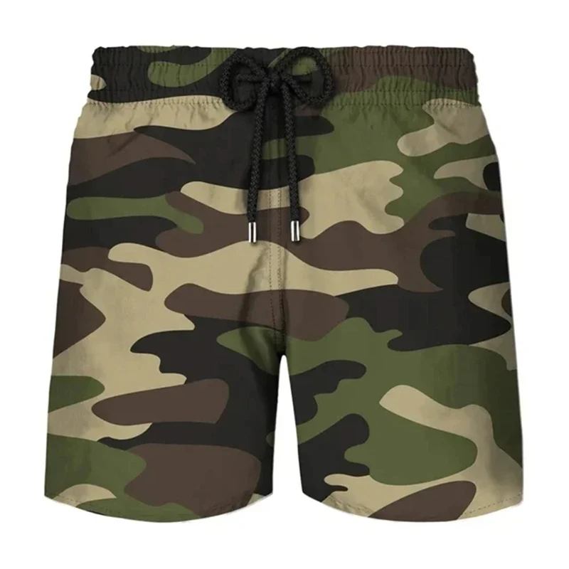 Pantalones cortos con estampado de camuflaje de bosque clásico para hombre, bañadores deportivos de moda, pantalones cortos de playa de viaje