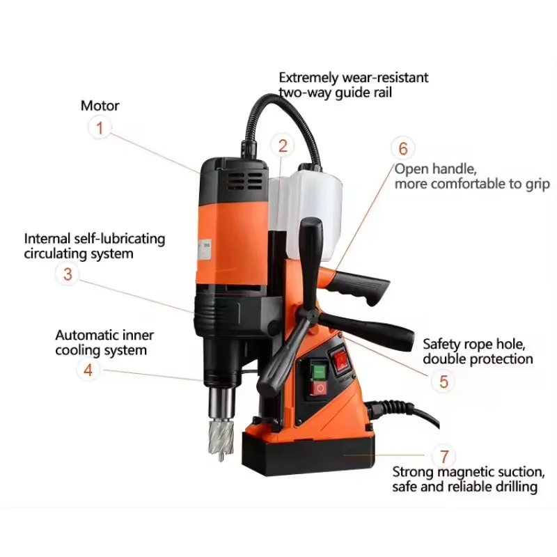 Small Portable Magnetic Drill Industrial Grade Electromagnetic Base Drilling Machine Variable Speed High Power