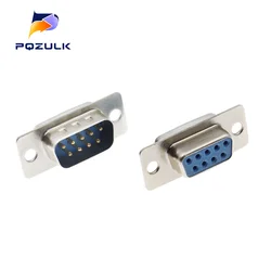 5PCS DB9 Hole/Pin Female/Male Blue Welded Connector RS232 serial port socket DB D-SUB adapter 9Pin