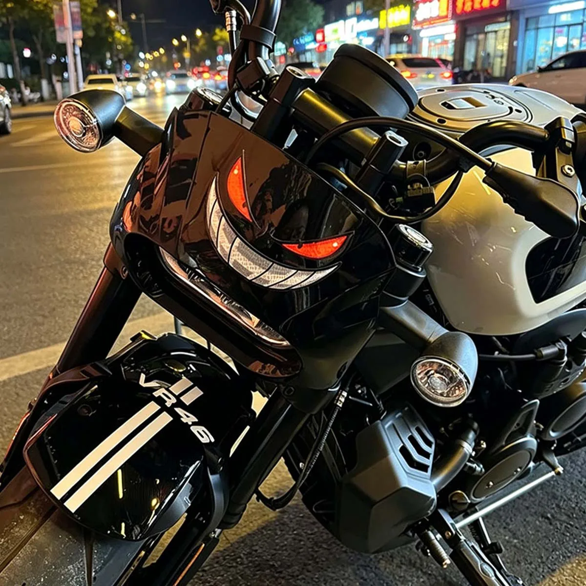 High Reflective Cool Devil Eyes Motorcycle Stickers Moto Bike Scooter Front Head Box Body Decorative Vinyl Accessories Decals