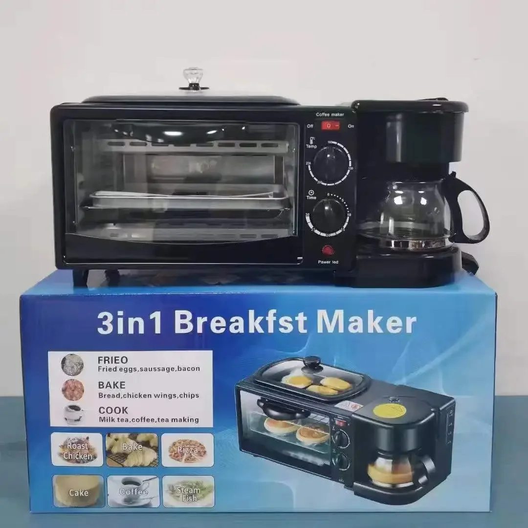 3-in-1 Breakfast Machine Baking Timer Function Home Automatic Toaster Sandwich Maker