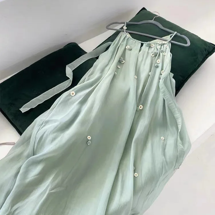 

Women Dresses Floral Dress A Line Camisole Lace Up Round Neck Sleeveless Ankle Length Empire Waist Loose Fit Casual 2026 Summer