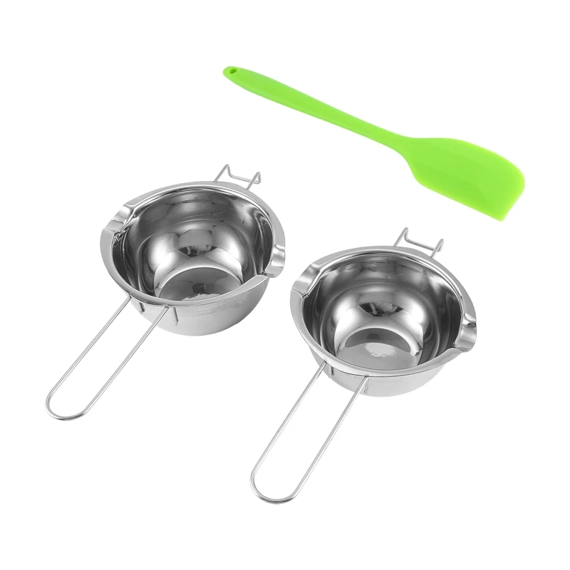 

2 Pack Double Boiler Melting Pot With Silicone Spatula For Butter For Chocolate Candy Butter Cheese (400ML And 600 ML)